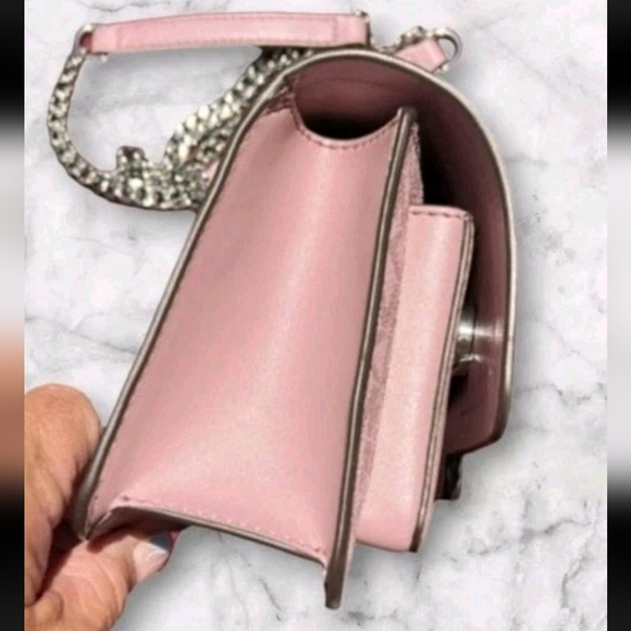 Michael Kors Heather Signature Logo Crossbody Bag Mauve/Blush/Silver, Y2k NWOT - Picture 11 of 13